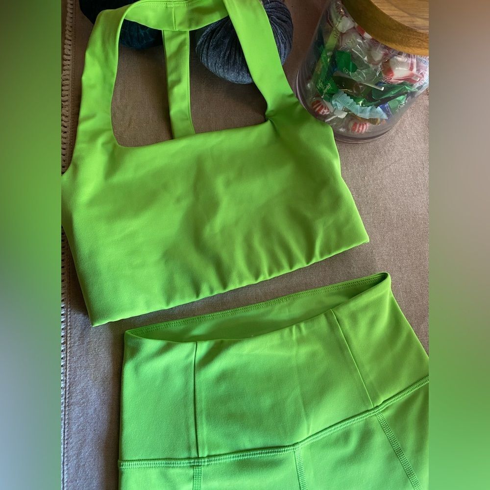 Girlfriend Collective Neon Green Activewear Set Sz XS